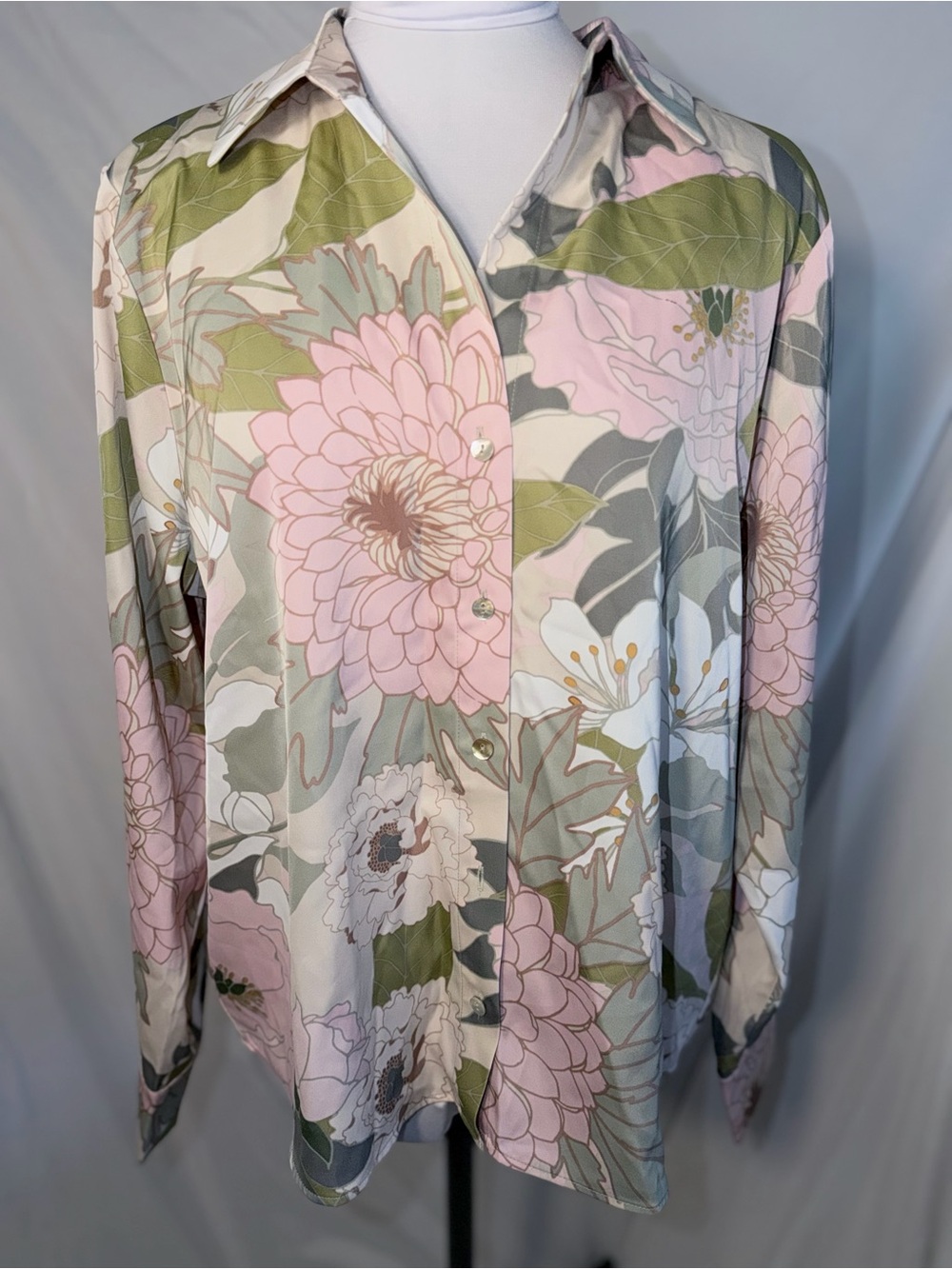 Rachel Zoe floral print satin button-down blouse